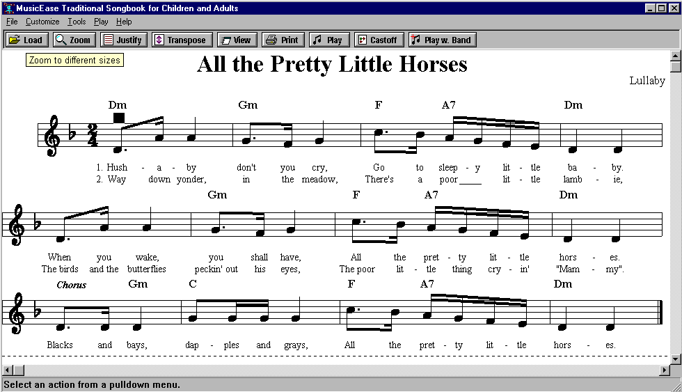 Screenshot of MusicEase Traditional Songbook for Children and Adults