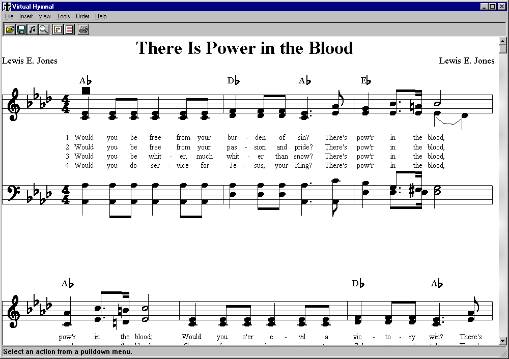 Screenshot of Virtual Hymnal 2.01
