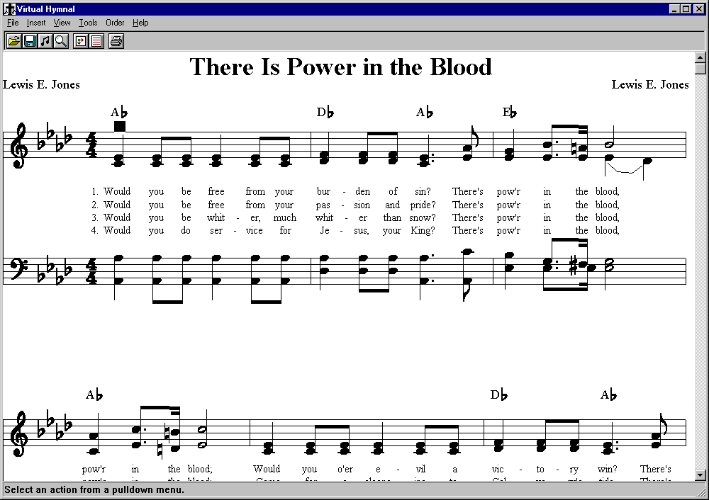 Virtual Hymnal - Transposable sheet music for Christian hymns.